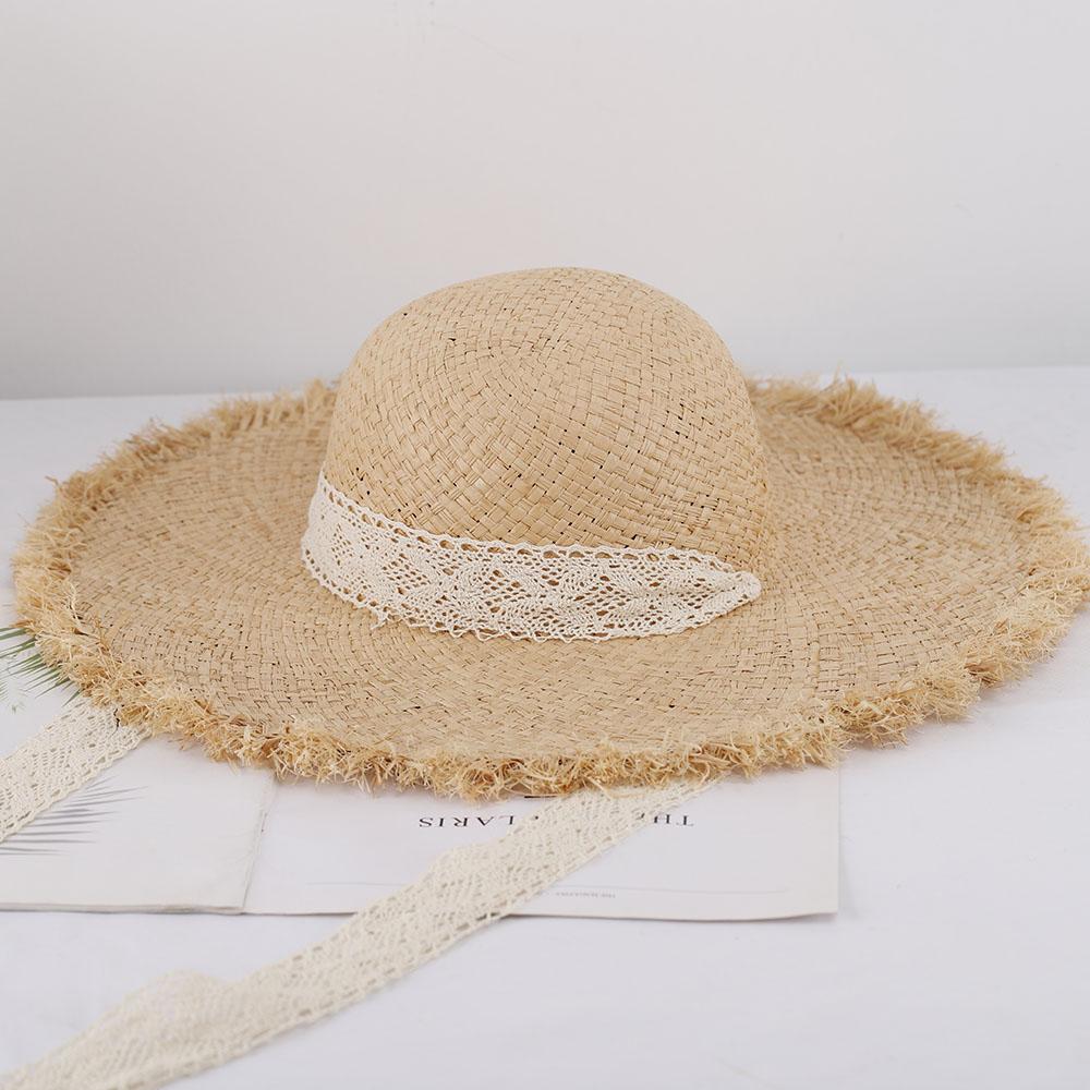 2026 Summer Sun Hat Lace 100%Raffia Hat Sun Visor Women's Summer Panama Straw Hats Women's Beach Hat Summer Hat Uv Blocking Hat