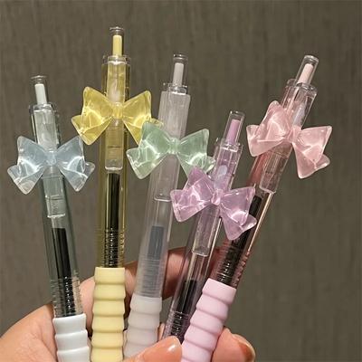 1 Stück schicker, süßer Gelstift für Schüler, kreatives Design, niedlicher Schleifen-Gelstift, 0,5 mm, schwarzer Tintenstift für das Schreiben in der Schule