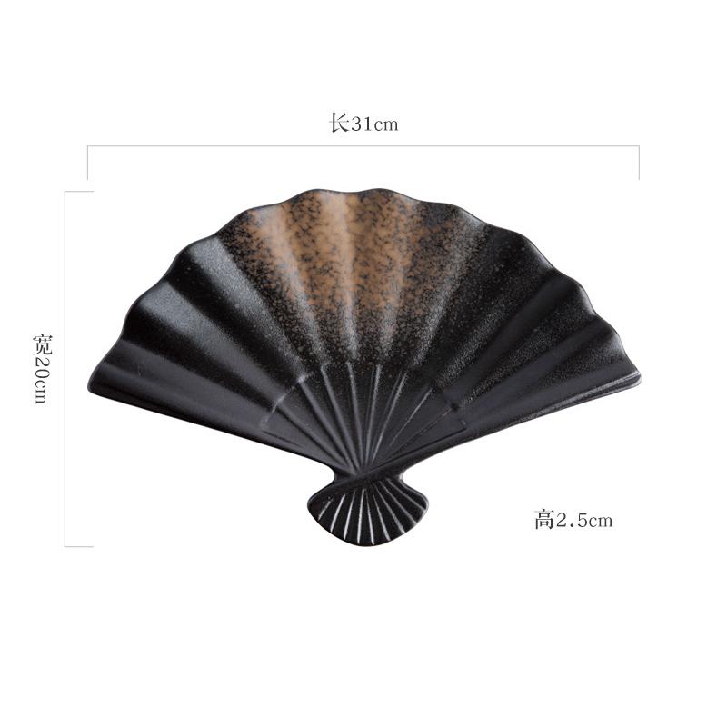 Japanese Fan-shaped Plate Ceramic Sushi Plate Irregular Snack Plate Dim Sum Plates Hotel Restaurant Creative Tableware