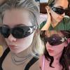 Rimless Star Wrap Around Sun Glasses Aesthetic 2000S Accessories Fashion Y2K Sunglasses  for Women
