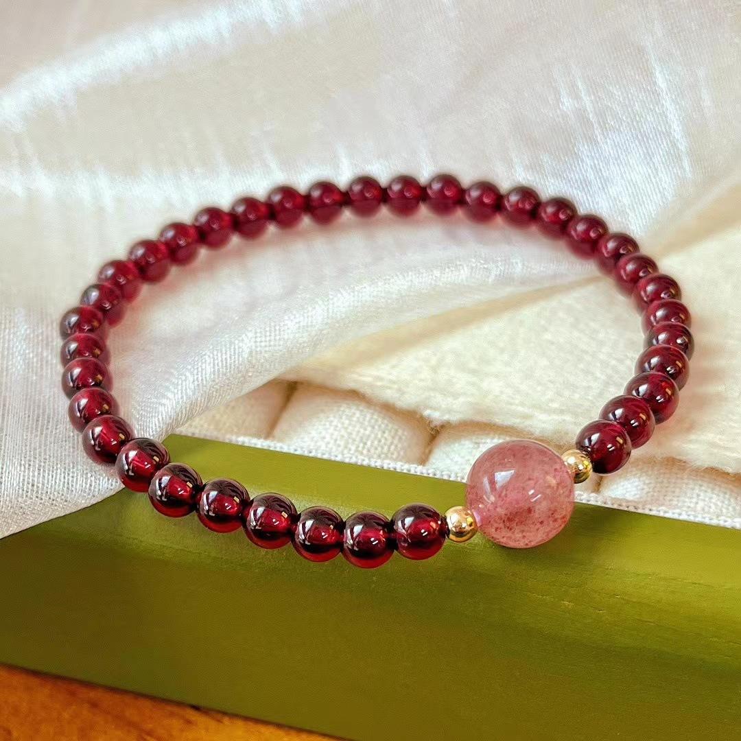 Retro Natural Garnet Bracelet Women S Gift Jewelry Strawberry Crystal Bracelet
