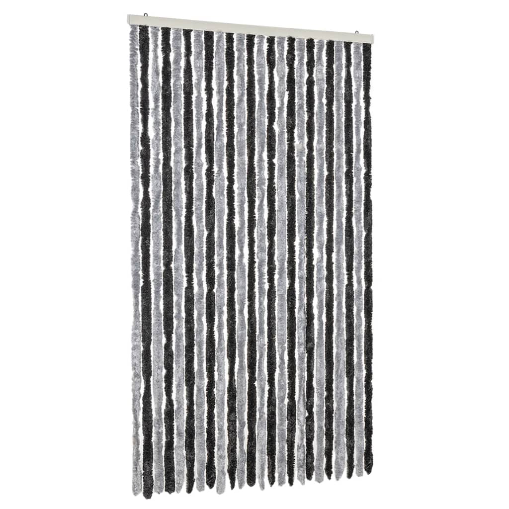 Fly Screen Curtain Grey and Black 100x200 Cm Chenille