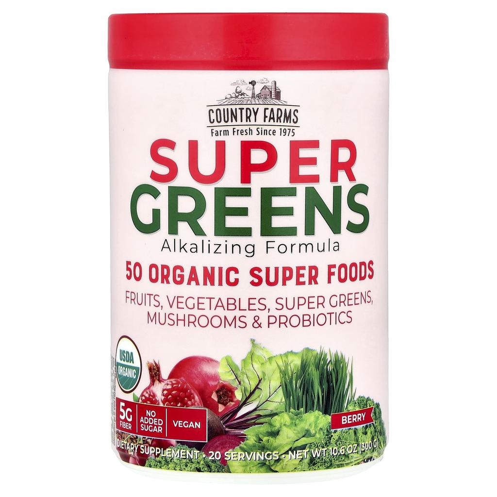 Super Greens, Alkalisierende Formel, Beere, 300G(10.6Oz)