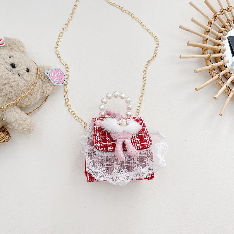 Stylish Children's Mini Red Handbag With Pearl Accent Perfect For New Year Celebrations