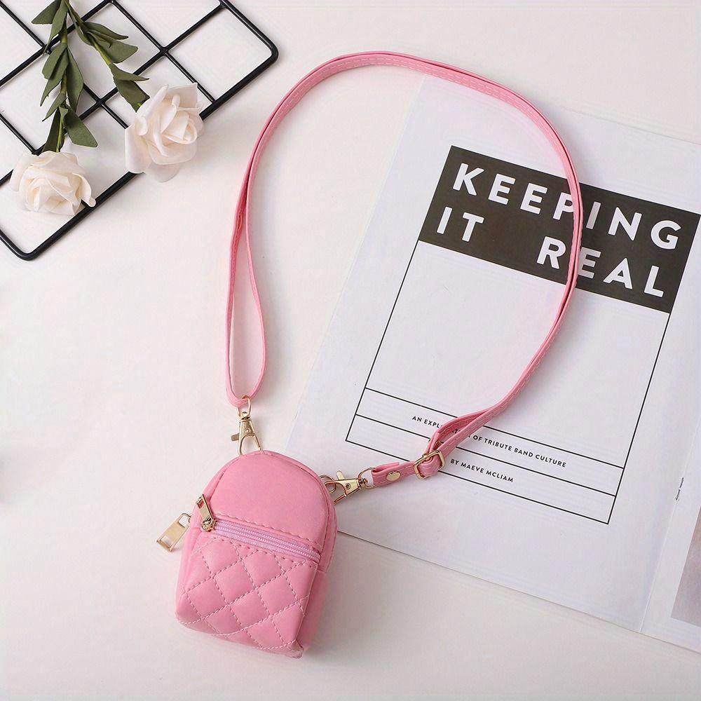LCAuto parts Draagbare Portemonnee Nieuwe PU Leer Effen Kleur Crossbody Tas Lichtgewicht Mini Make-up Tas Vrouwen diep roze kleur