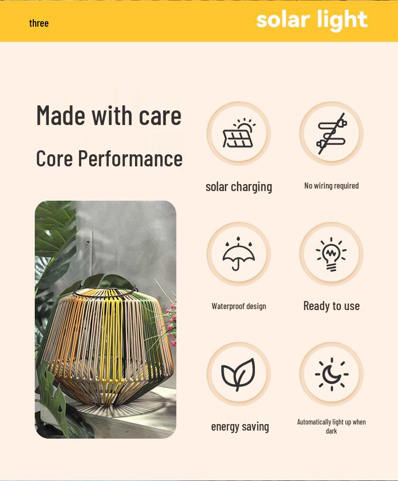 Handmade Solar Rattan Lantern - Four Colors, Stylish Decorative Garden Lamp
