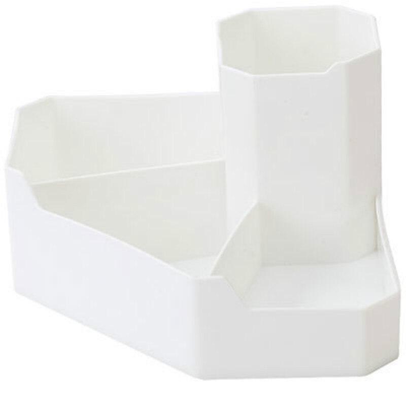 

Креативный новый угловой настольный ящик для хранения канцелярских принадлежностей, косметики, четыре ячейки, держатель для ручек и помады белый