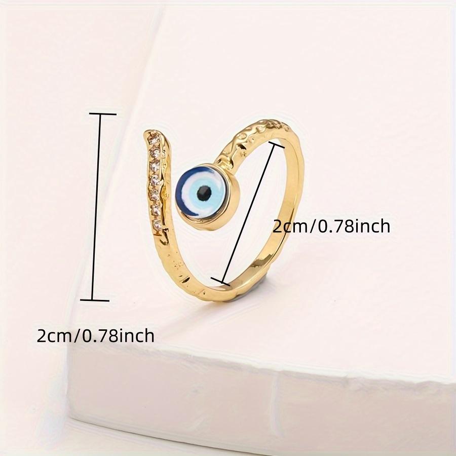 Y2K Punk Adjustable Ring, Copper Material with Synthetic Zirconia Mosaic, Fashion Eye Decoration for Party Music Festival Halloween Occasion
