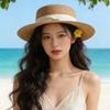 Straw hat woman sweet versatile seaside sunshade sunscreen bucket hat big eaves show washbasin hat tide