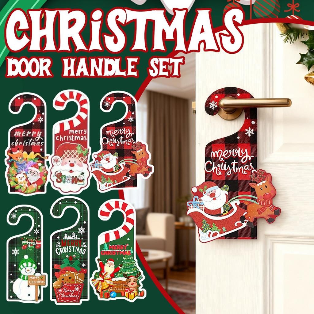 6Pcs Christmas Doorknob Hanger Decoration,Christmas Doorknob Ornament, Easy Install Easy To Use