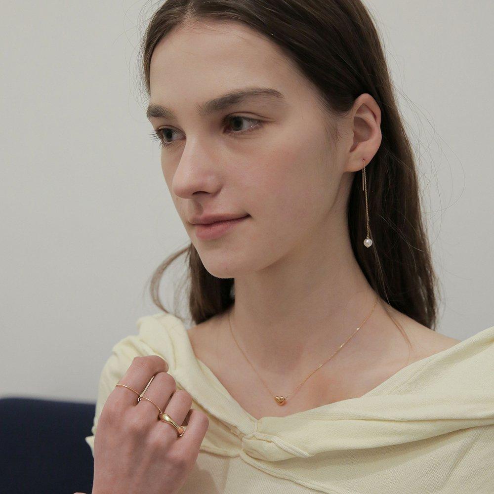 14K Gold-Filled Silver Lovely Heart Necklace 40cm + Tail Chain 5cm