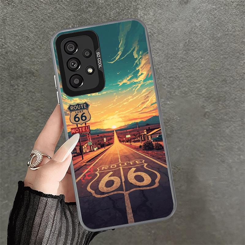 America Route 66 Soft Phone Case for Samsung A17 A16 A15 A14 A13 A57 A56 A55 A54 A53 A37 A36 A35 A34 A33 A26 A25 A24 A23 A52
