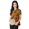 Hualuo fragrant cloud yarn women's top summer retro cheongsam loose and thin mulberry silk shirt