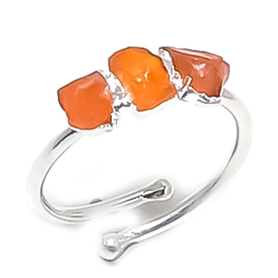 

Натуральный Карнеол Необработанный Серебро 925 пробы Ювелирное кольцо Размер регулируемый E2U26