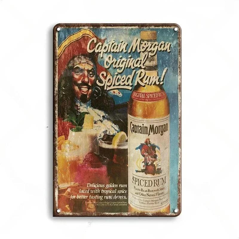 Vintage Trink-Rum Captain Morgan Blechschilder Poster Wanddeko Retro Metallschild Havana Club Bacardi Kraken Plakette Bar Kitsch