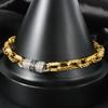 2026 Paper Pattern Black Gold Cylindrical Inlaid Zircon Square Splicing Bracelet, The Same Personality Bracelet for Men and Women