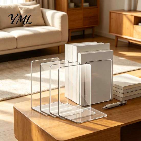 Clear Desktop Organizer for Documents 1 Pc Bookend Heavy Book, Acrylic Book Shelf Organizer, Transparent Rack Dormitory L Shaped Stopper Bedroom