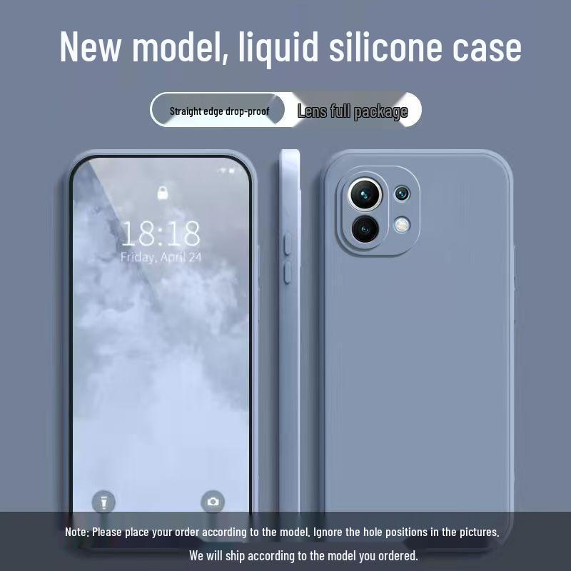 Custodia in Silicone Liquido Anti-Caduta Colore Solido per Xiaomi 11 Lite 5G NE