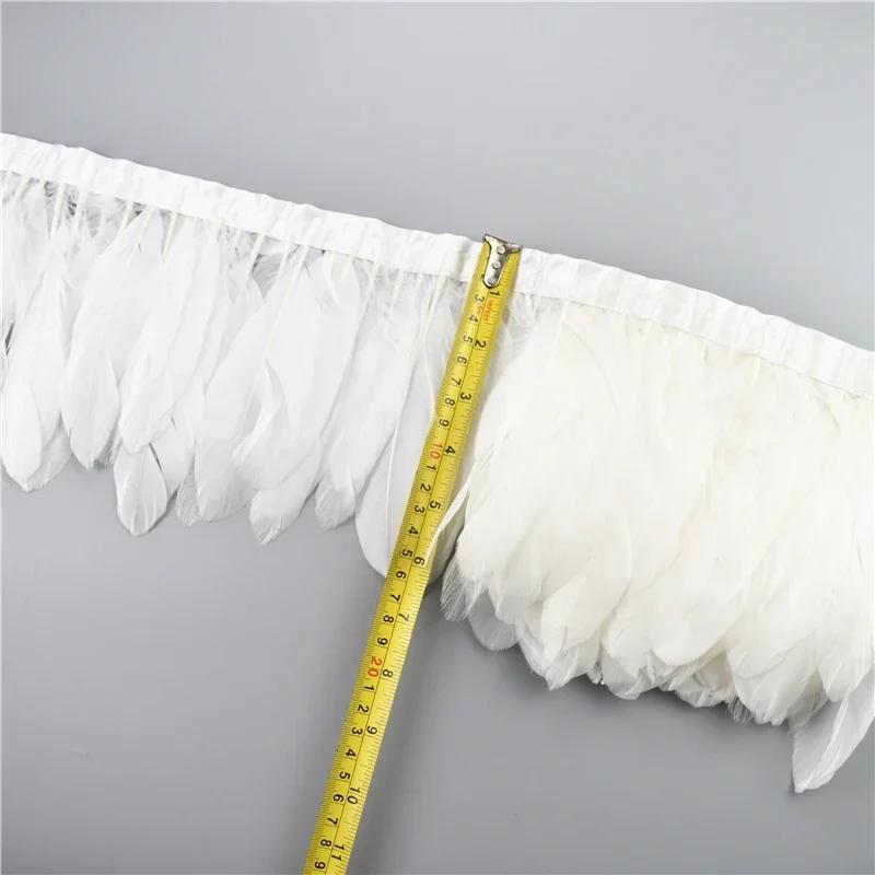 1Meters White Black Pheasant Feathers On Tape Ribbon Turkey Ostrich Fringe Feather Trim Goose Marabou Sewing Clothes DIY Plumes