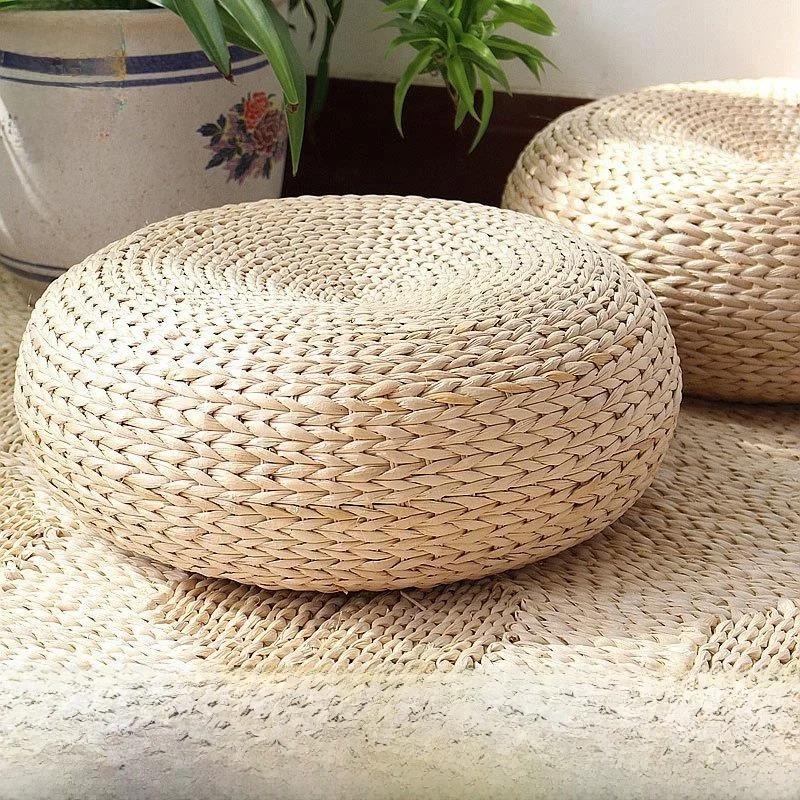 Thick Tatami Mat Cat Bed Woven Straw Japanese Floor Cushion Pet Pad for Indoor All Season Use