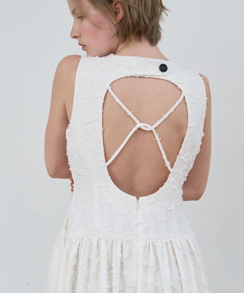 Majone Back Hole Dress_Ivory
