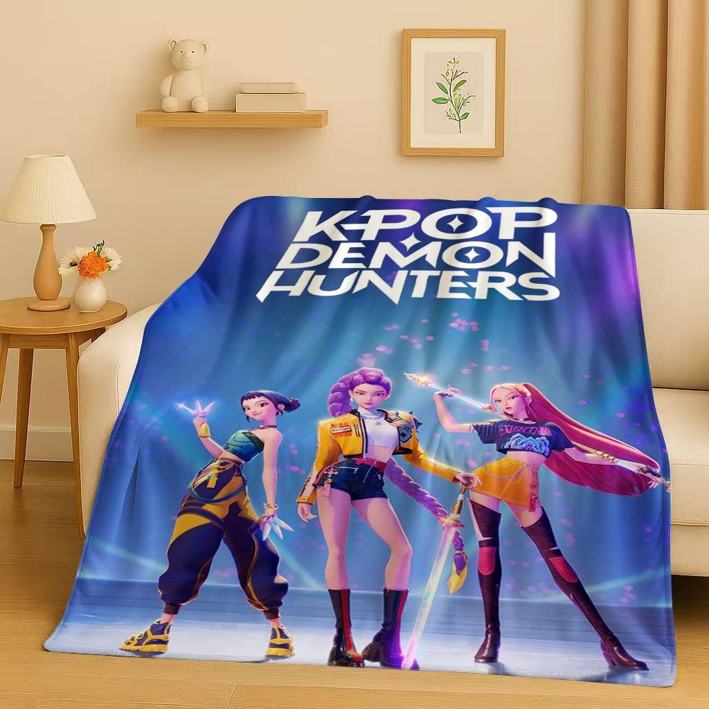 2026 Neue Cartoon Kpop Dämonenjäger Zoey Rumi Mira Musik Flanelldecke, Ultraweiche Plüschdecke für Zuhause Schlafzimmer Bett Sofa Abdeckung