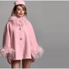 Tassel Solid Color Women Coat Faux Fur Feather Full Sleeve Female Jacket 2025 Autumn Winter Elegant Single Breasted Lady Outwear