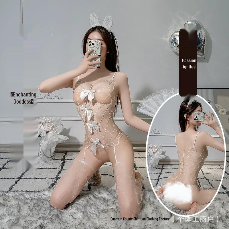 Sheer Temptation Lingerie Set: Tearable Bodysuit & Stockings