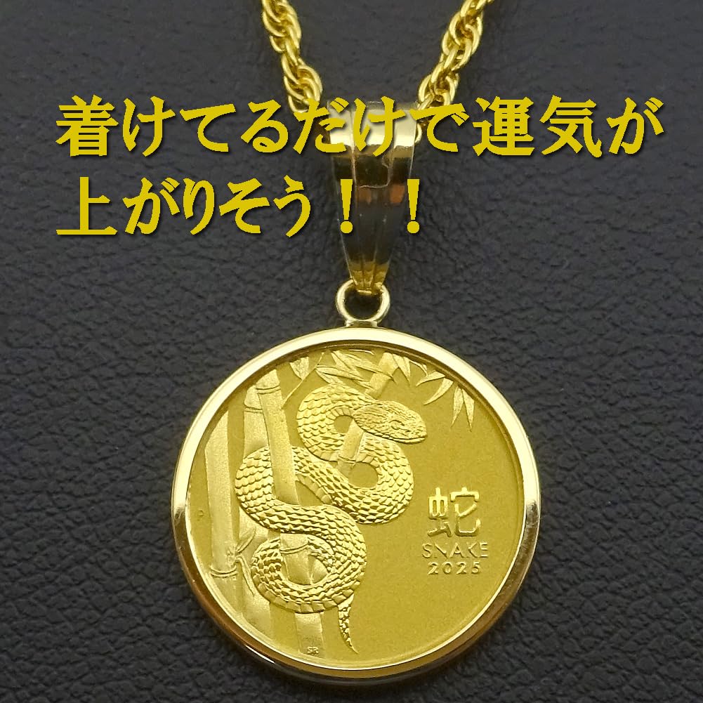 and My Jewelry Pure Gold 24K Snake Year Coin 18K Gold 15 Charles III Australia Coin [Your Box] Necklace, 2025, Frame, 1/10oz, 9999Au, Dollars,