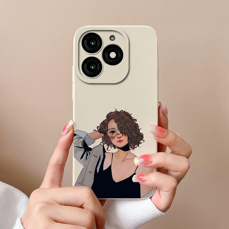 For Tecno Itel A70 Phone Case Cool Girl Cartoons Pattern Liquid Silicone Shell For ItelA70 A 70 High-quality New Design Fundas