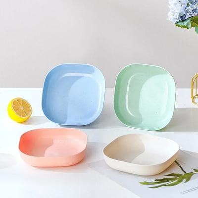Solid Color Wheat Straw PP Plate Reusable Small Plates Dinner Dish Vegetable Fruit Cake Snacks Plate Tableware Home Supplies