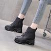 Short Boots Women  New Autumn Collection Thick Soled Woman's Shoes with Increased Height Inside British Style Womens Boots