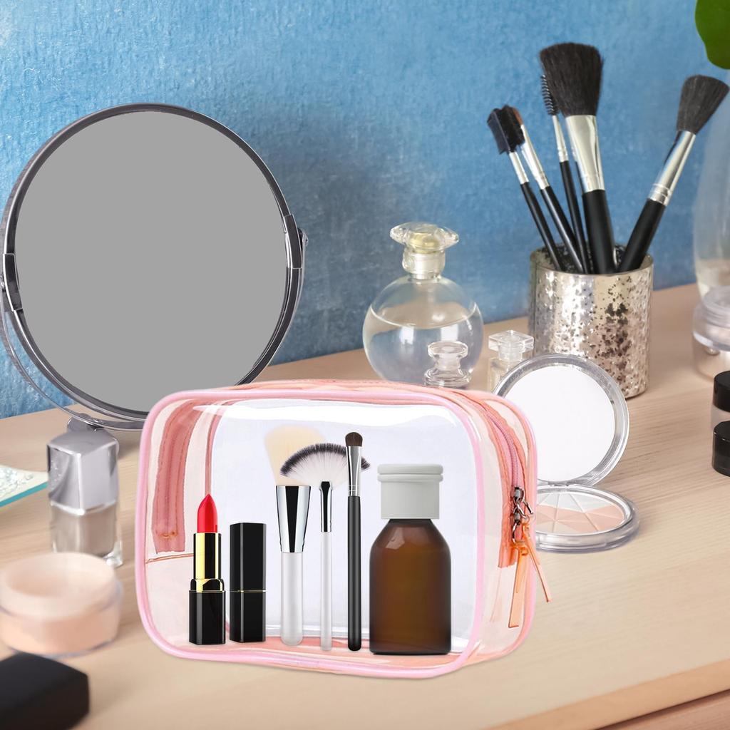 Transparent cosmetic bag travel toiletry organizer pink