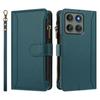 For Motorola Edge 60 Pro 5G Leather Case 9 Card Slots Zipper Wallet Stand Phone Cover with Wrist Strap