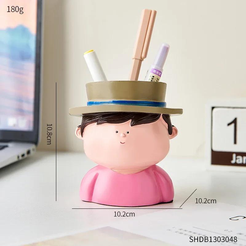 

Минимализм Креативный мальчик и девочка Декоративный держатель для ручек Фигурки Украшение для рабочего стола Домашний декор Изделия из смолы Аксессуары Подарок