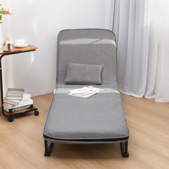 3-in-1 Schlafsofa Reißverschlussbezug Sessel Bett Umwandelbares Schlafsofa mit verstellbarer Rückenlehne Ausklappbarer Stuhl Bett für Wohnung Büro Grau