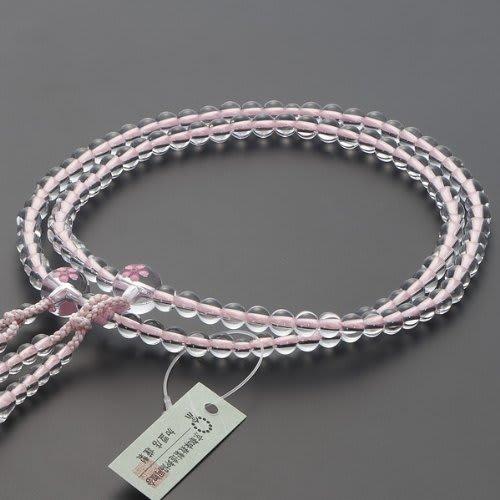 Buddhist Altar Shop Takita Shoten Buddhist Prayer Beads, Shingon Buddhism Formal Prayer Beads [Women's] Genuine Crystal with Cherry Blossom Carving, 8