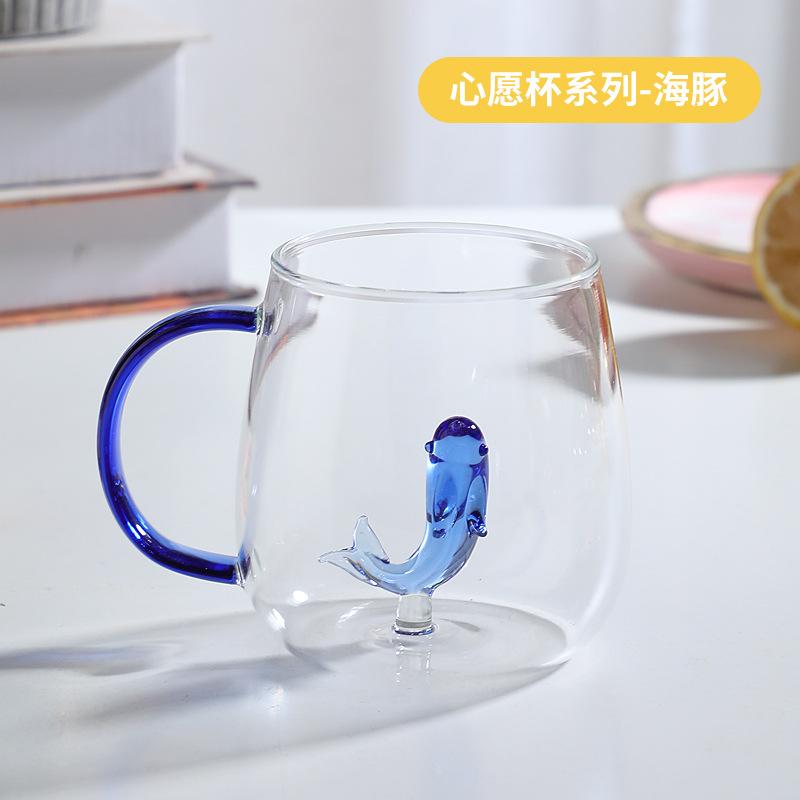 400 ml 3D-Wasserglas, Cartoon-Tierform, Glastasse, Kaffeetasse, kreatives Design, Modellierung, süßes Trinkglas, Wasserbecher, Geschenk für Liebhaber