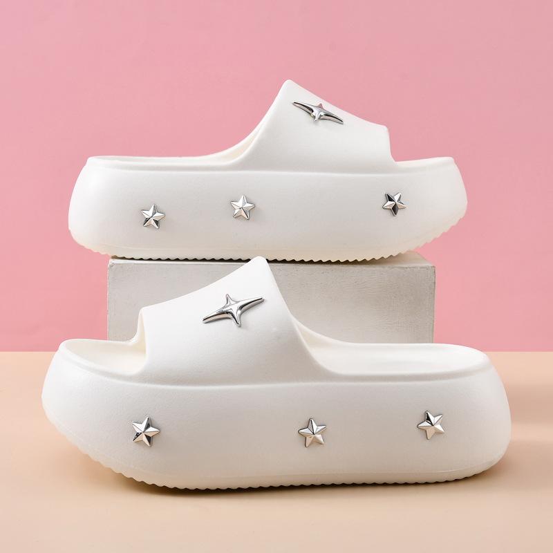 Summer new thick-soled one-pedal slippers women's height increase wear-resistant beach fashion casual cool slippers