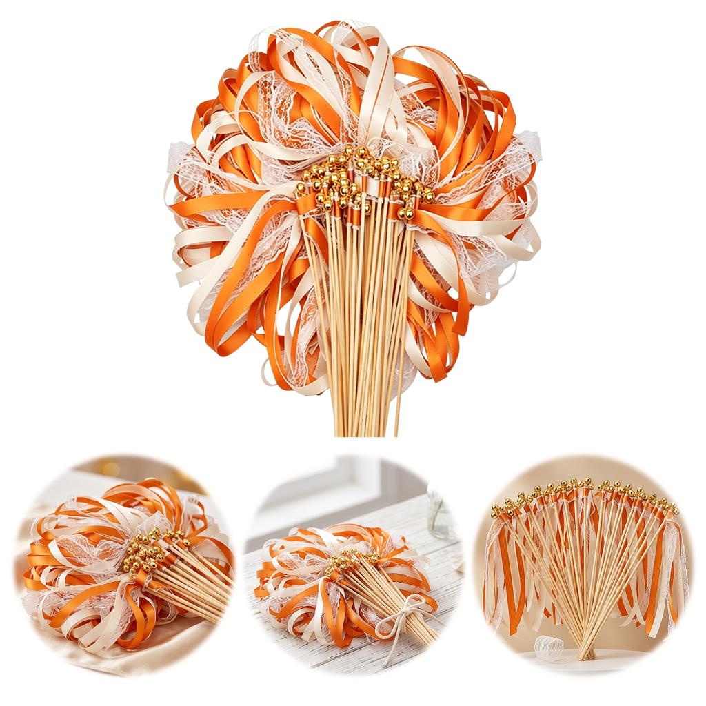 30pcs Wedding Sparklers for Send Off with Gold Bells and Lace Silk Party Event Holiday Celebration Gift