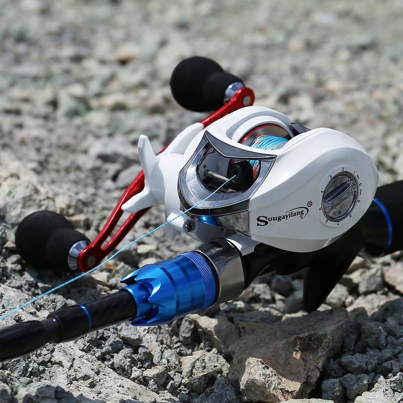 Baitcast Reel 6.3:1 Gear Low Profile Carbon Fiber Drag 18+1Bearing Dual Magnetic Brakes Fishing Reel