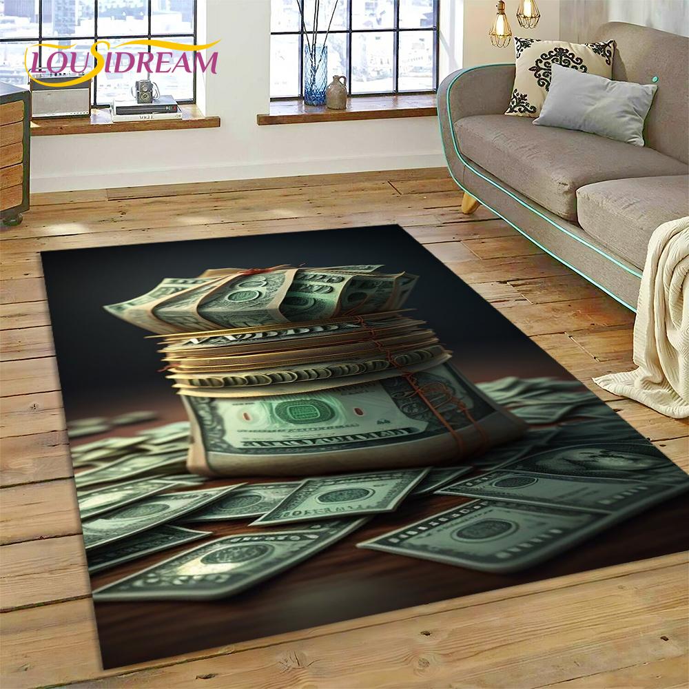 Teppich mit Dollar-, Euro- und Pfund-Motiv, Cartoon-Motiv, für Zuhause, Wohnzimmer, Schlafzimmer, Sofa, Fußmatte, Dekor, rutschfeste Bodenmatte für Kinder