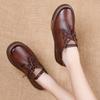 Fashion GKTINOO Sneakers Women Genuine Cow Leather Round Toe Lace-Up Ladies Retro Casual Flat Shoes Handmade Loafers