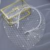 Beadwork Wedding Forehead Veil Headband Short Bridal Veil Wedding Event Headpiece for Bride Puff Veil for Engagement