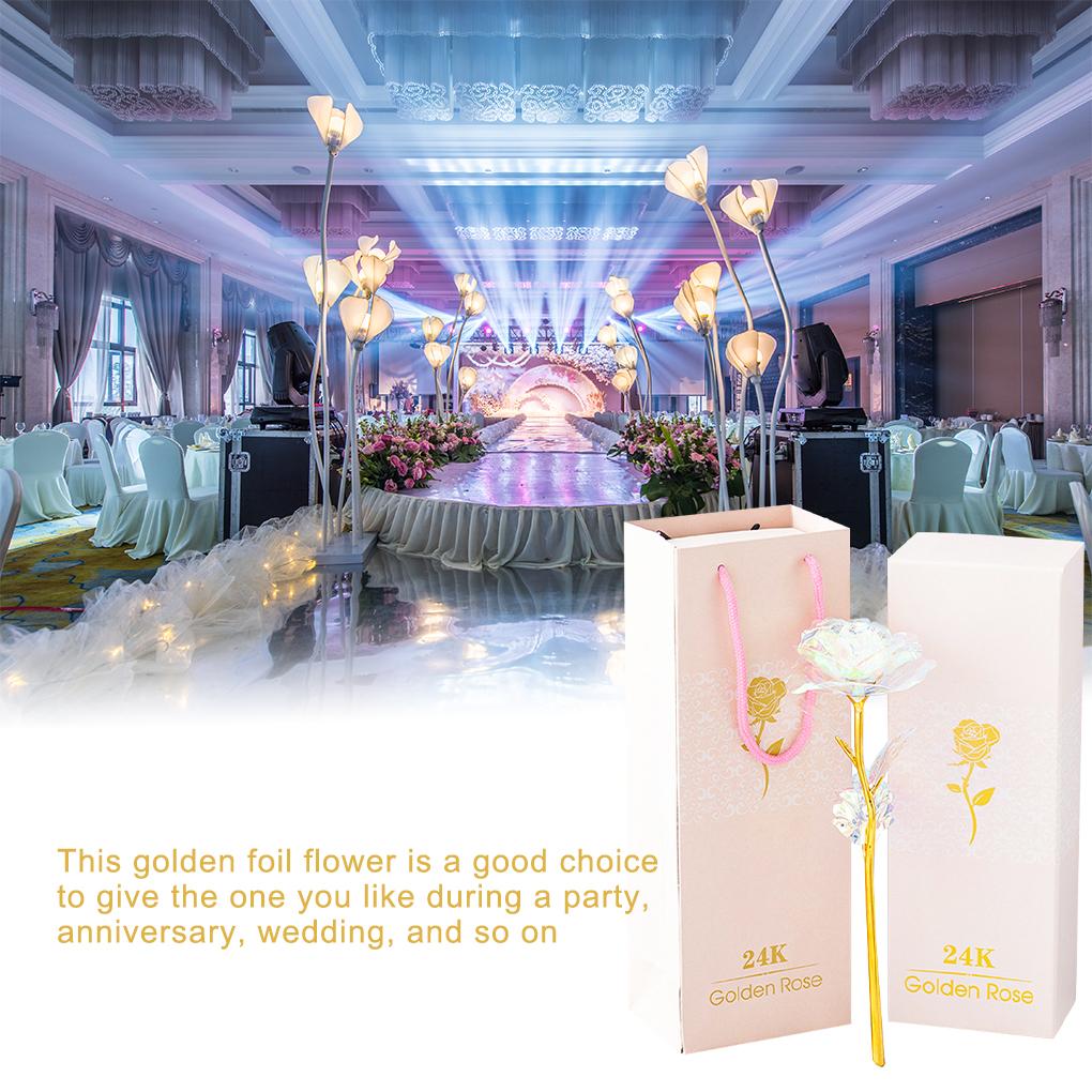 Artificial Flower Golden Foil Rose Wedding Anniversary Flower Party Decoration