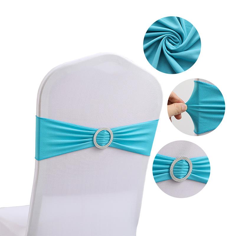 LMETJMA 10 Pcs Spandex Chair Sashes Premium Stretch Bows With Buckle Slider Universal Elastic Bands for Wedding Party Banquet