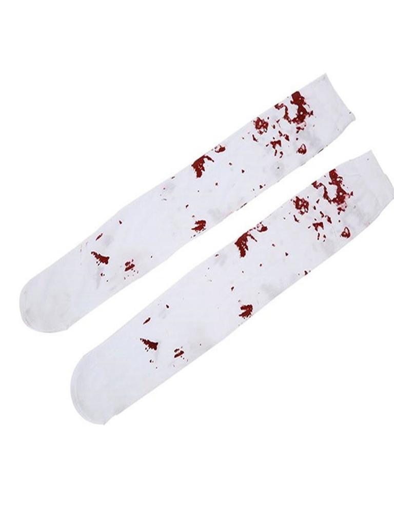 A Pair of Halloween Blood Socks, Knee High Stockings, Long Stockings, Halloween Socks, Versatile Thigh Socks, Blood Socks, Adult