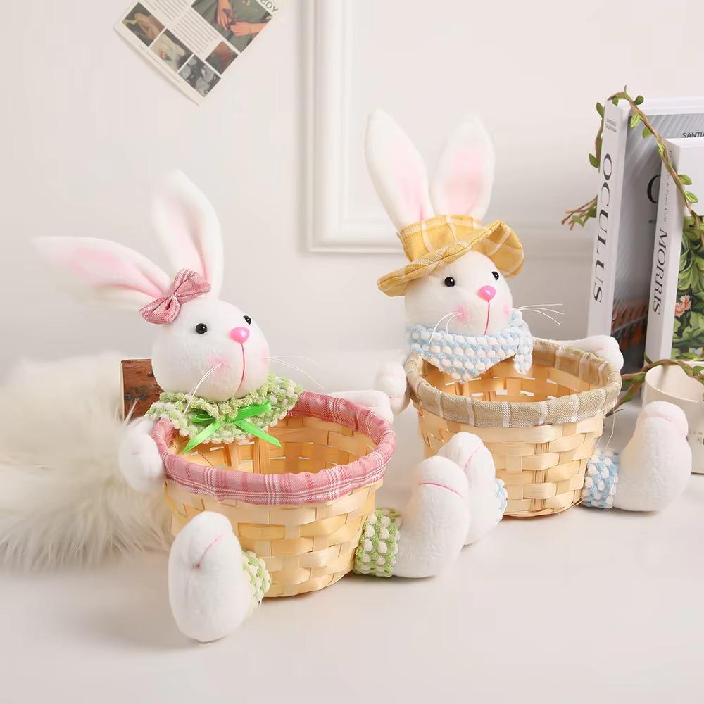 Rattan Easter Eggs Storage Basket Stable Base Candy Bowl Easter Woven Basket  Kids