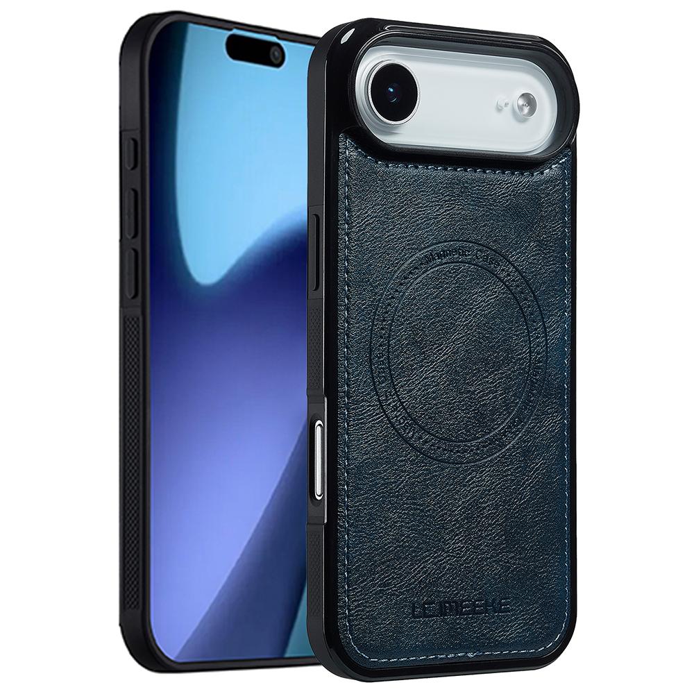 

LC.IMEEKE For iPhone 17 Air Magnetic Case Compatible with MagSafe Leather+TPU Back Cover Blue