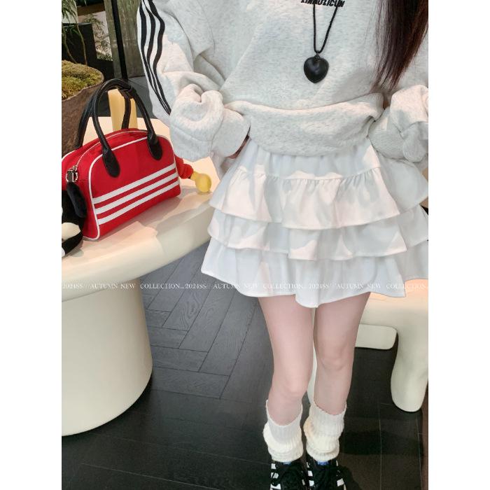 Double-Sided Fleece Ballet-Style Puffy Midi Skirt - High Waist, Slimming A-Line Design, Autumn/Winter for Women